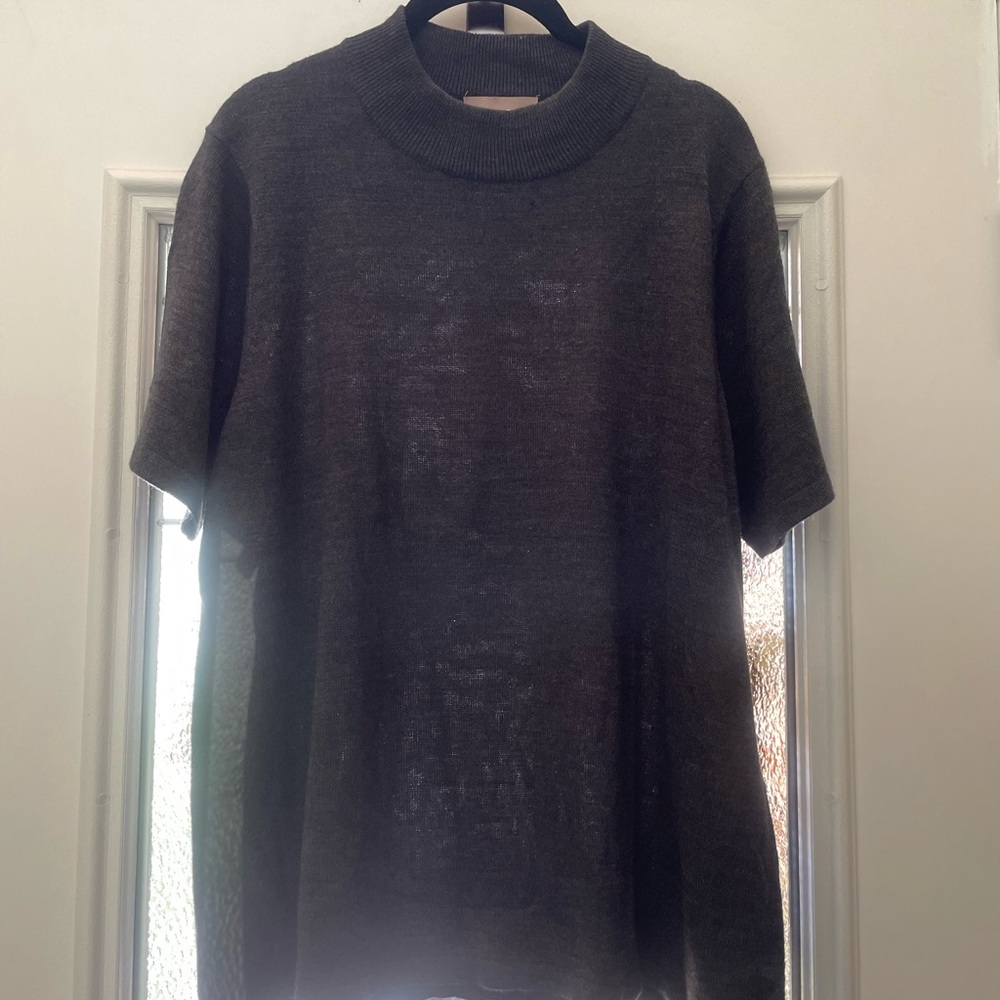 Like New Charcoal Gray TanJay Short Sleeve Knit Mock Turtleneck Sweater XL